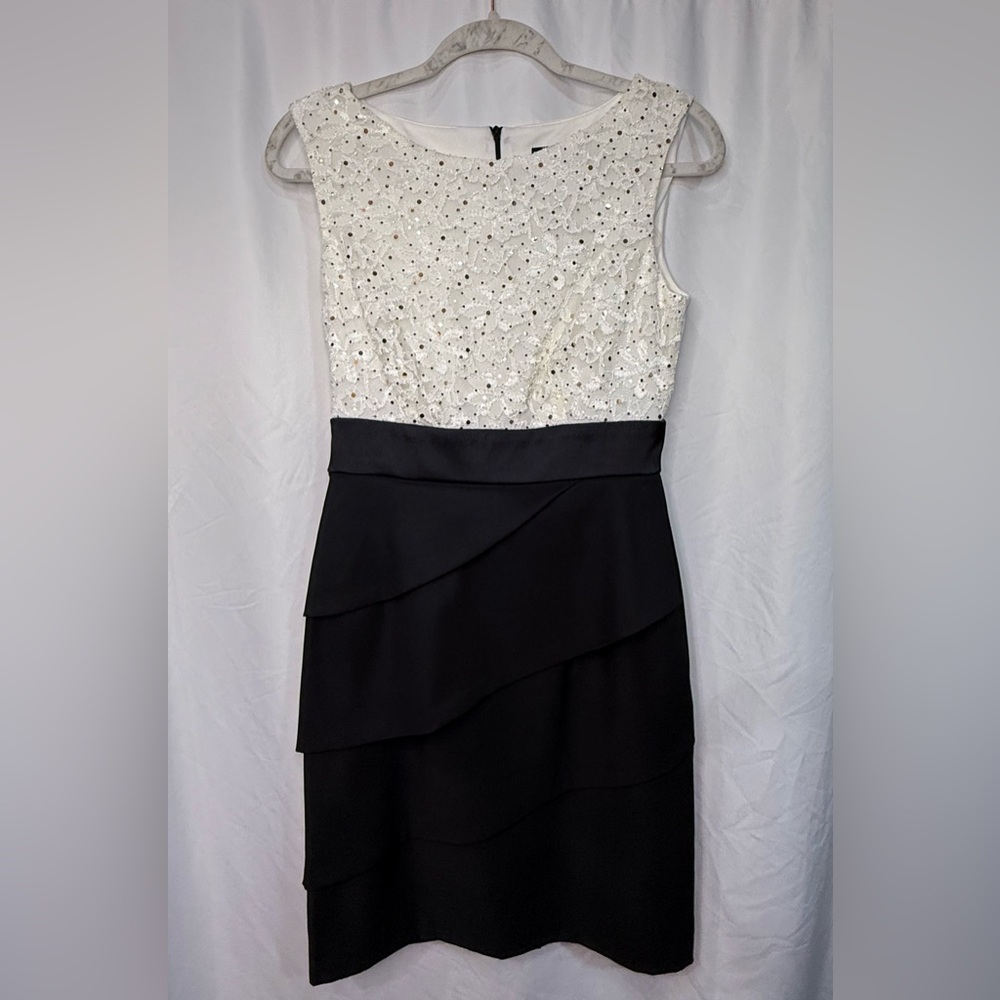 NWT Connected Apparel Elegant Black and White Sleeveless Dress Size 4